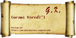 Garami Kornél névjegykártya